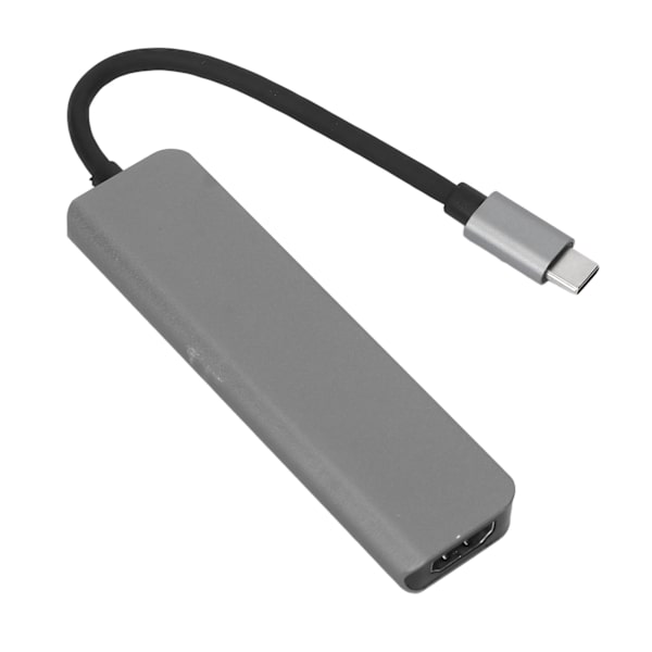 5 i 1 Type C Hub Type C til HD Multimedia Interface USB3.0 2 USB2.0 USB C PD Understøtter 4K 30Hz Plug and Play USB C Hub Grå