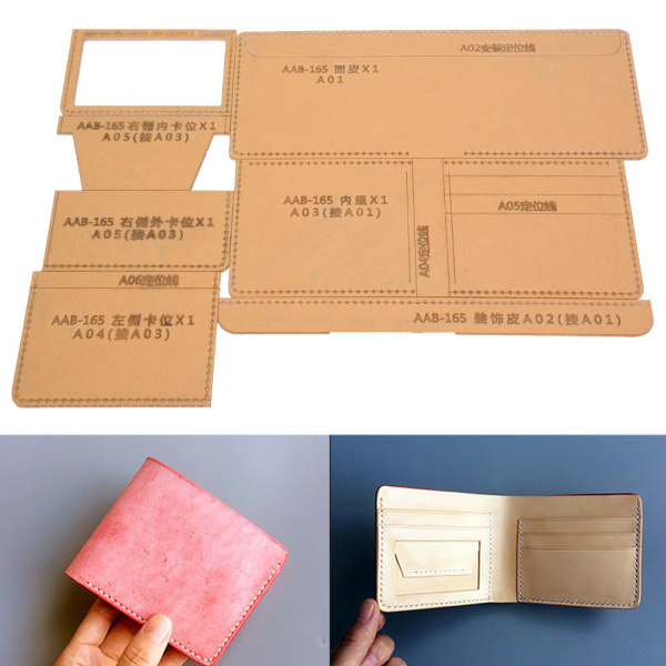 Kort plånboksmönster akrylmall Stencil DIY handgjorda mould