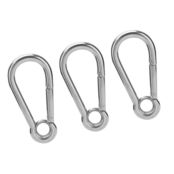 3 stk. Snap Hook Rustfritt Stål Fjær Karabinkroker med Ring Sikkerhetstau Tilbehør M9 (9mm)
