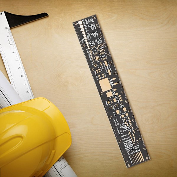 6" multifunktionell PCB linjal - mätverktyg för elektroniska ingenjörer (svart)