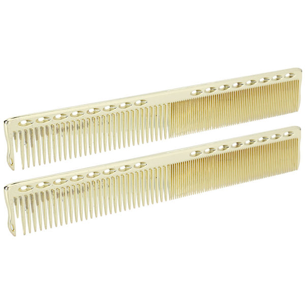 2 stk Profesjonell rustfritt stål hårklipp Kam Salon Frisør Kam Styling ToolGold