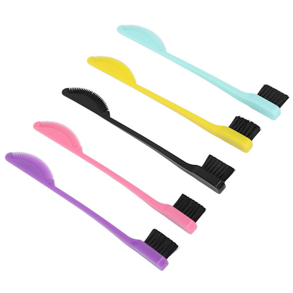 5 stk Dual Edge Brush Comb 2 I 1 Edge Dobbeltsidet Kontrol Hår Hårlinje Øjenbryn Børste Kam Makeup Værktøj