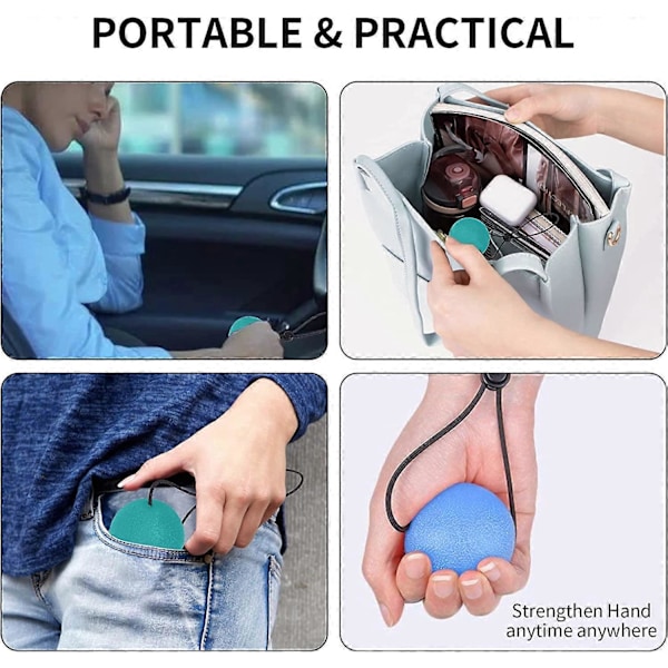 3-pack Stressbollar 5,3 cm Portabla Klämbollar för Stresslindring, Stärker Handövningar och Lindrar Spänningar