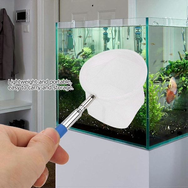 Fiske Reje Skummenet Justerbart Mini Fiskeakvarium Fiskenet (blåt rundt net)