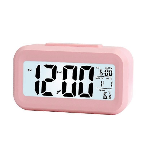 Rosa Digital Väckarklocka Sängbord, LED-display Klockor med Justerbar Snooze 12/24 timmar, Temperatur, Datum, Timer, Ljuskontroll Portabla Väckarklockor för Be