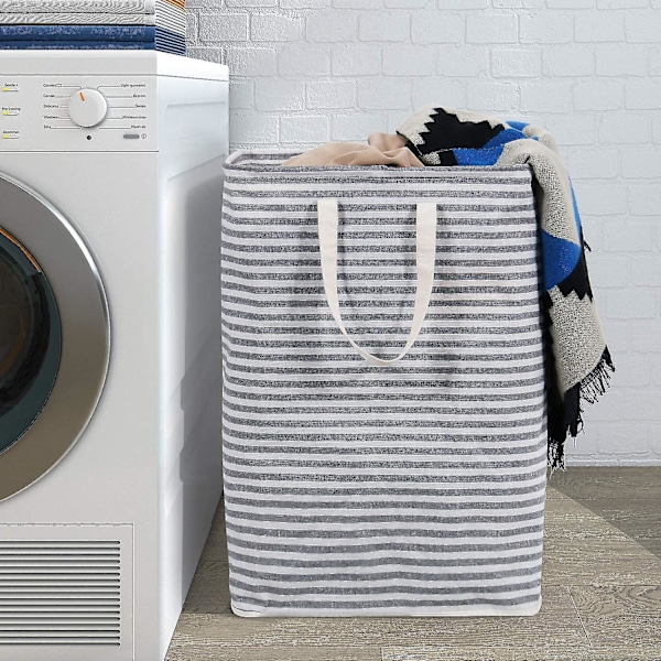 Tvättkorg Dirty Laundry 72l Vikbar Vattentätt Tyg Med Stor Kapacitet Grå, 40x30x60cm