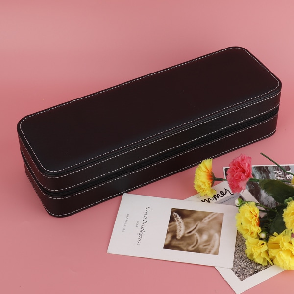 6 Slot PU Læder Ur Opbevaring Case Organizer Display Box Separerede rum