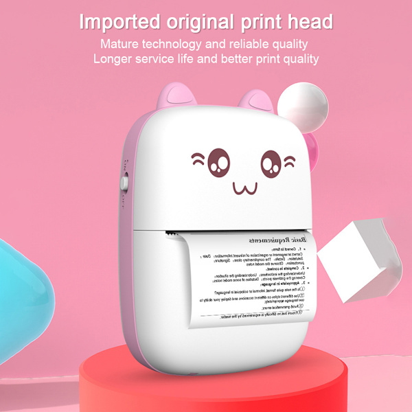 Mini Instant Printer Cartoon Ingen Blæk Termisk Udskrivning Kamera Bluetooth Trådløs Lær Printer til Drenge Piger Studerende Fødselsdag
