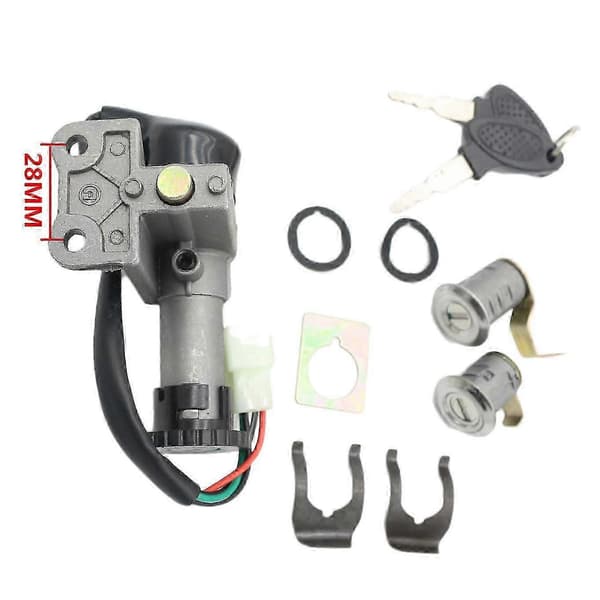 Ignition Switch Key Set for 50cc 150cc Scooter/Moped with Gy6 Engine Universal Motorcycle Svart Silver