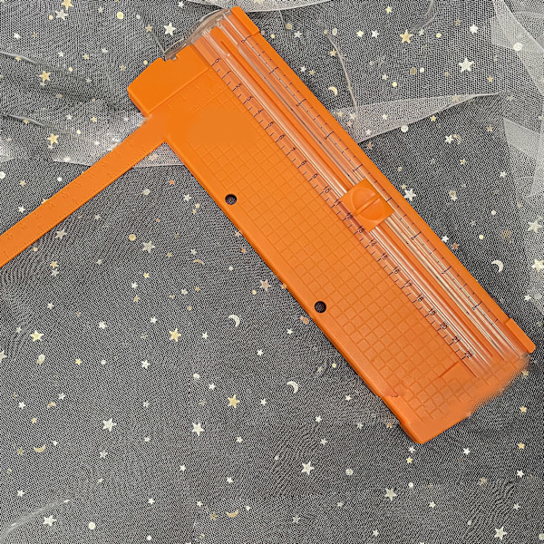 Papperskärare Liten Mini Fällbar Genomskinlig Skala Gratfri Kolstål Skärning Scrapbook Papper Trimmer Orange
