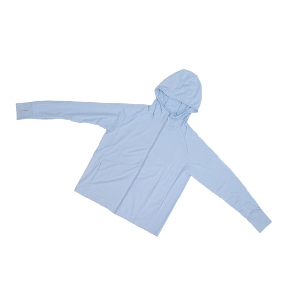 Dame solbeskyttelsesjakke UPF 50+ udendørs åndbar langærmet UV-beskyttelse hættetrøje (blå)(XL/2XL)