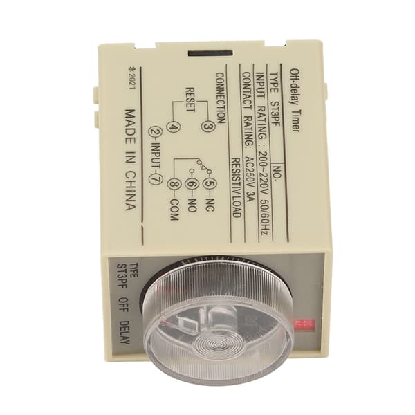 Tidsrelæ Justerbar Timing Strømafbrydelse Timer Forsinkelse AC 200‑220V ST3PF Tilbehørsdel 30S