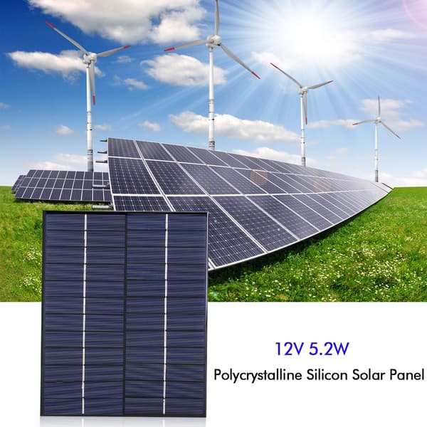 5.2W 12V Polykrystallinsk Silisium Solcellepanel Modul for DIY Batterilader Strømforsyning