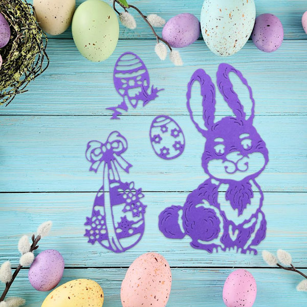 Präglingsverktyg i kolstål, påskhare, scrapbooking, stansning, schabloner, gör-det-själv-album, stämpelpapper, kort
