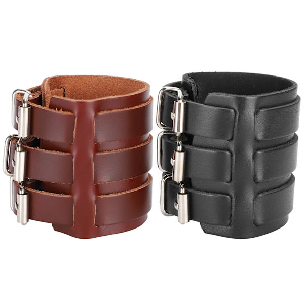 2 st Punk Armband Justerbara Konstläder Armband Manschett Armband Tillbehör