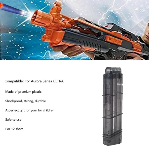12Darts Quick Reload Magazine Clip Plast Shakeproof Shoot Toy Accessory för Aurora Series ULTRA Black