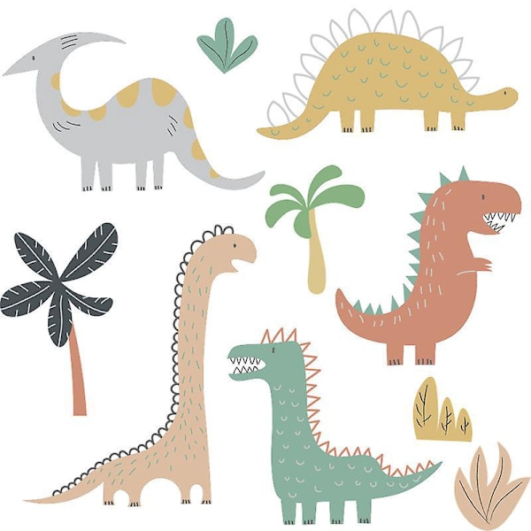 Et sæt Dinosaurplanter Vægklistermærker Vægdekoration til Stue, Soveværelse, Køkken, Badeværelse