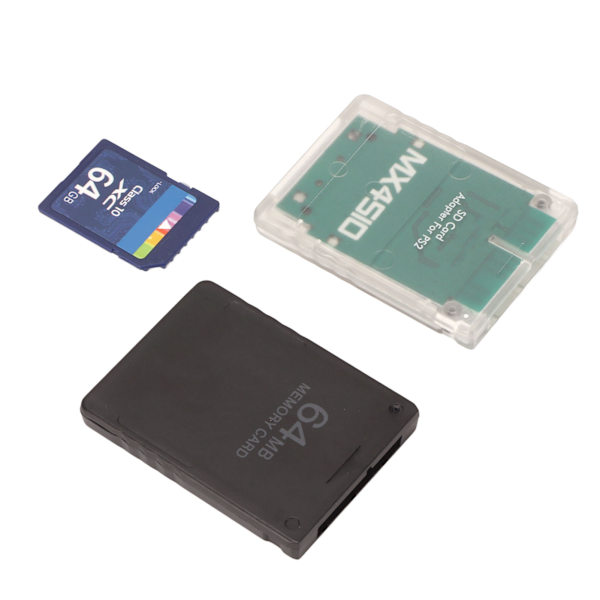 Konsollkortadapter Plug and Play-lagringskortleser med 64G lagringskort 64MB FMCBV1.966-kort for PS2-fettkonsoller