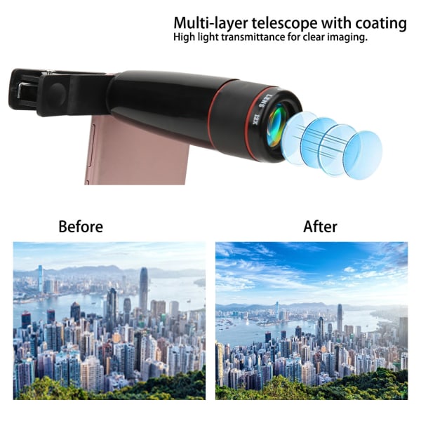 25x32 teleobjektiv til mobiltelefon kamera multifunktion udendørs bærbart enkelt teleskop