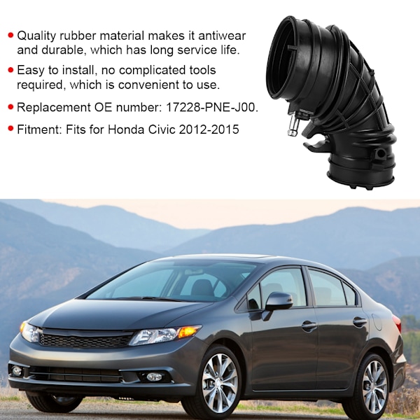 Luftinntaksstrømmålerslange Gummirensrør Passer til Honda Civic 2012-2015