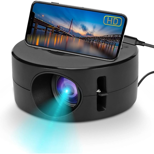 Mini LED -projektori, Kannettava elokuva projektori lasten lahjaksi, Älykäs projektori samalla näytöllä älypuhelimelle ja tabletille, HD taskuprojektori USB:llä ja R