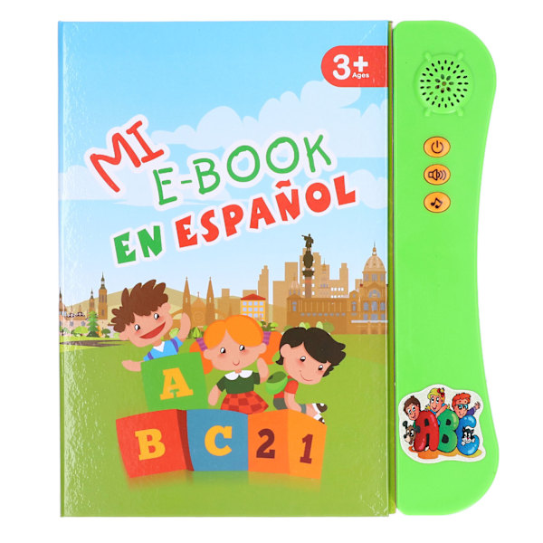 Electronic Sound Book Spanish Language Animal Fruit Numbers Learning Kids Educational Toy Green