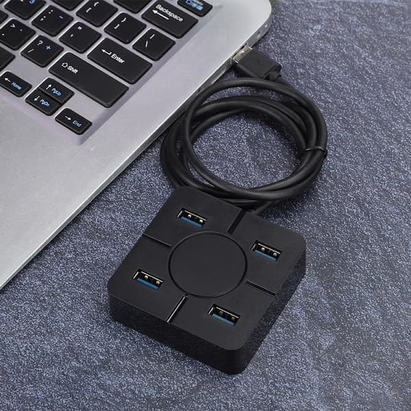 Hub USB3.0 Splitter 4-i-1 Dokkingstasjon 4-Port Multipurpose Laptop Tilbehør for Utvidelse Svart