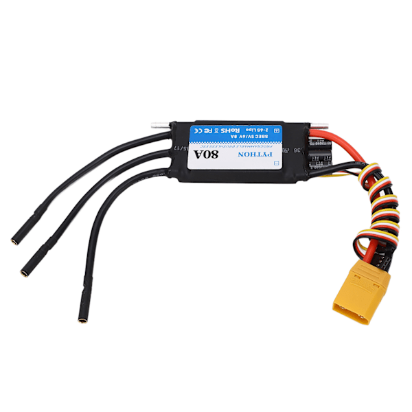 80A RC Båd ESC Vandtæt Sort Multi Beskyttelse RC Elektrisk Hastighedsregulator til Udskiftning