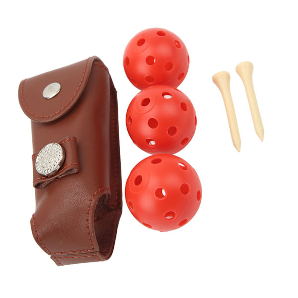 Golfbollspåse i läder med magnetiskt spänne - Bärbar golfbollshållare för 3 golfbollar