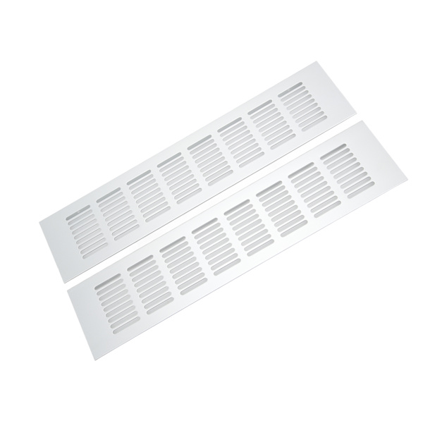 2 st luftventilationsgaller i aluminiumlegering, rektangulär ventilationslucka för skåp, skoskåp, garderob, 80 x 350 mm