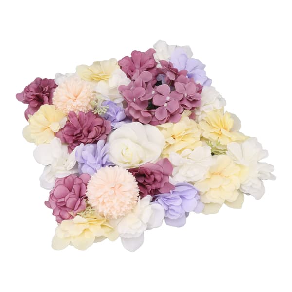 Kunstige Blomstervægspaneler Simulation Silke Rose Blomstervægindretning til Bryllupsfest Scene Baggrund 15x15in Lilla