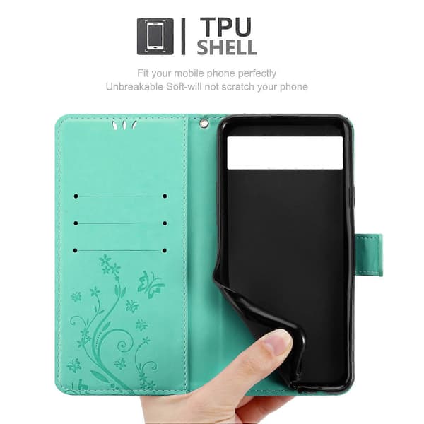 PIXEL 6 Protective Case - with floral pattern and card slots FLORAL TURQUOISE FLORAL TURQUOISE PIXEL 6