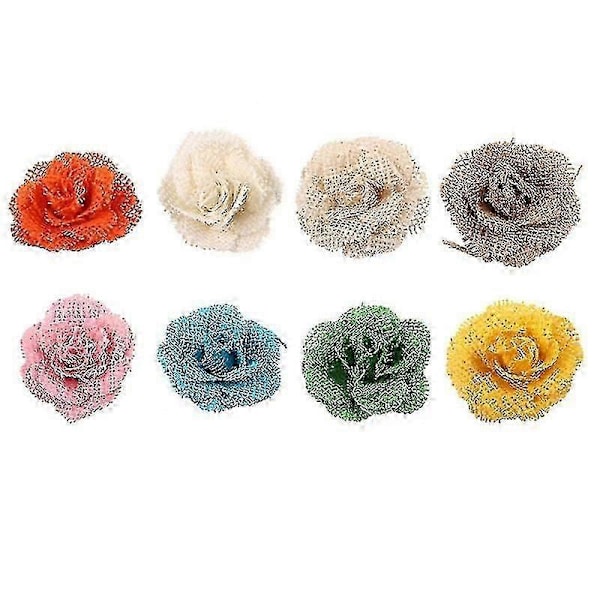 8 stk. kunstige plantedekorationer, Jute Hessian Blomst
