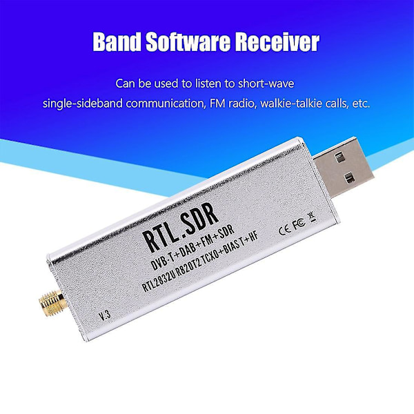 RTL SDR Mottaker V3 RTL2832U 0.1MHz-1.7GHz TCXO SMA Mottaker med Antenne-B13