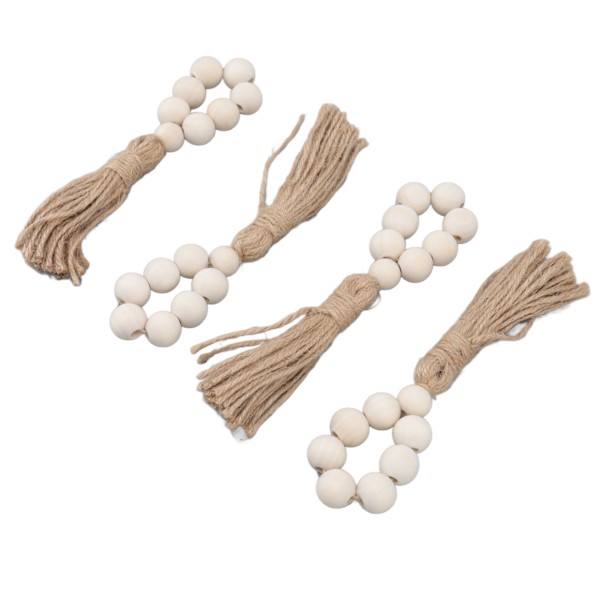 Serviettring dekorativ elegant treperler bordserviettholder med dusker til fest bryllup hjem 4 stk