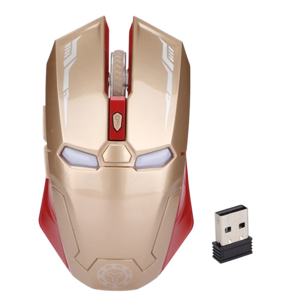 Wireless Mouse Superhero Shape 2.4G 1200DPI Full Size Optical Mute trådløs mus med USB-mottaker for Computer GameGold