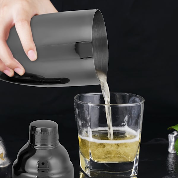 Moderne Cocktail Shaker i rustfrit stål, rysteværktøj, barudstyr, tilbehør, sort