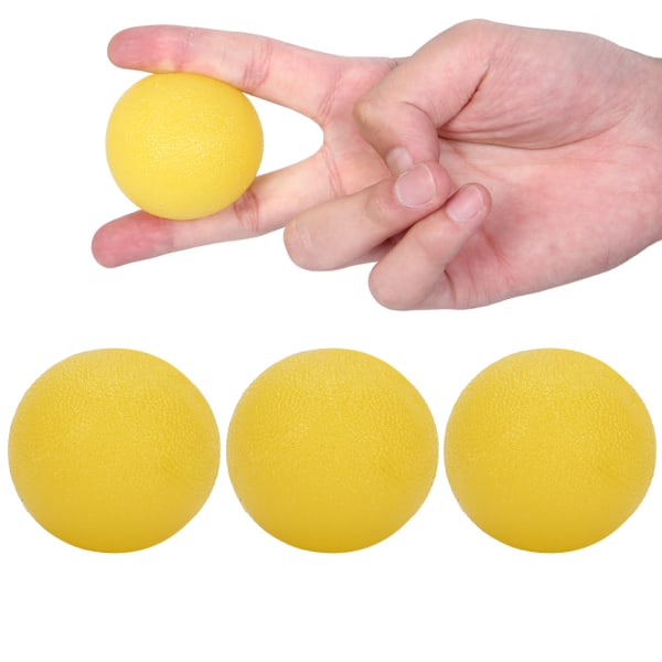 3stk Håndgrepsball Herre Kvinner Fitness Finger Trening Håndtrening Klemmeballer (runde)Gul