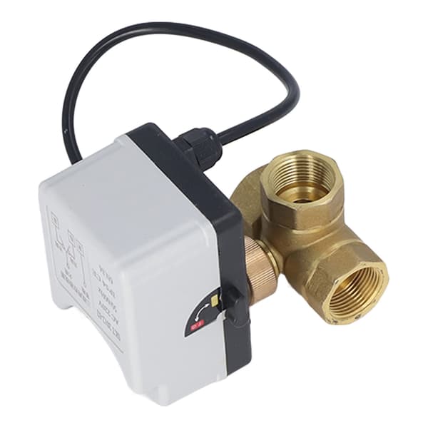 DN20 3-veis kuleventil 3-leder 2-kontroll messing motorisert kuleventil AC 220V 3/4 tommer innvendig gjenge