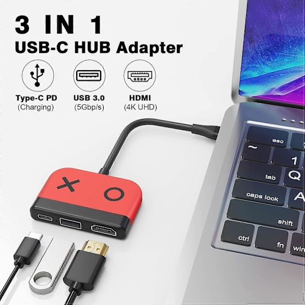 USB Type C - HDMI-sovitin Switchille 3 in 1 USB -C Hub USB 3.0 PD -latauksella 4K HDMI-muunnin Nintendo Switchille/Switch OLED:lle, MacBook Pro Samsungille