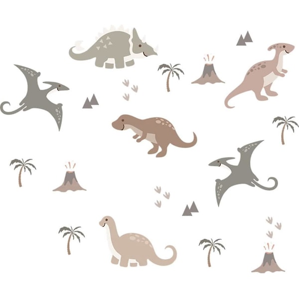 Söta Tecknade Dinosaurier Dekorativa Självhäftande Väggdekaler