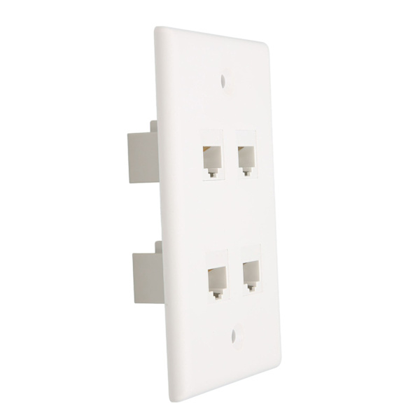 Ethernet Veggplate 4 Port Cat6 Plassbesparende God fiksering Internett Veggplate med skruer for hjemmekontor
