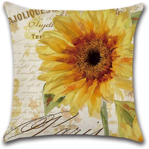 Høst Putetrekk 45x45 cm Sett med 4 Utendørs Dekorasjoner Pynteputetrekk Høst solsikke innhøsting Lin Putetrekk til Thanksgiving, Sofa og