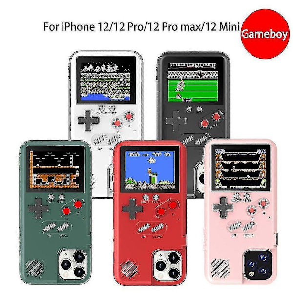 Høykvalitets Gameboy-deksel for iPhone 13 12 11 Pro Max Plus - Retro Spillkonsolldeksel Rosa For iPhone XR
