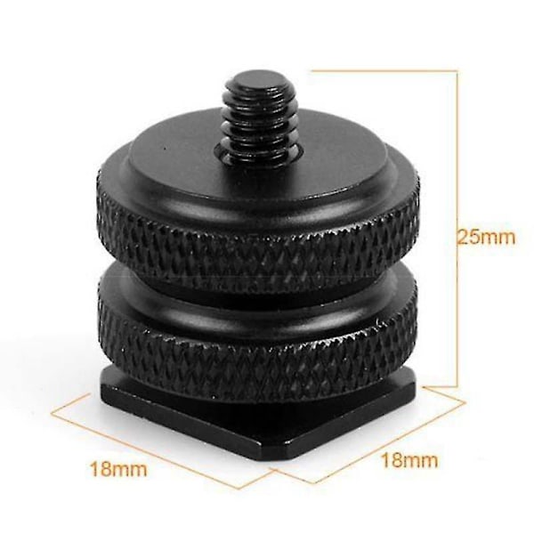 1/4 tomme dobbelt møtrik stativ monteringsskrue til flash kamera hot shoe adapter