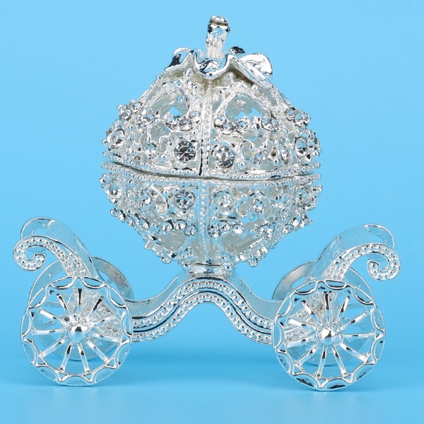 Rhinestone dekorerad pumpa vagn smyckeskrin metall hantverk Present bordsskiva dekoration