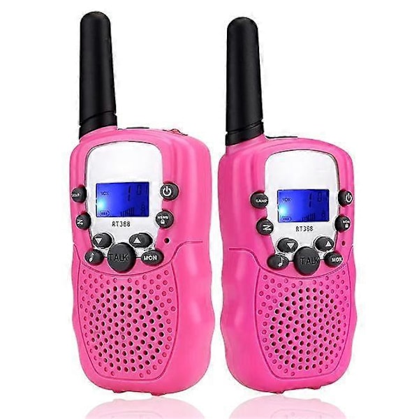 Walkie-talkie til børn, Walkie-talkie med lang rækkevidde, Legetøjsgaver til alderen 4-12 år, Camping, Udendørs spion-eventyr (1 par, pink)