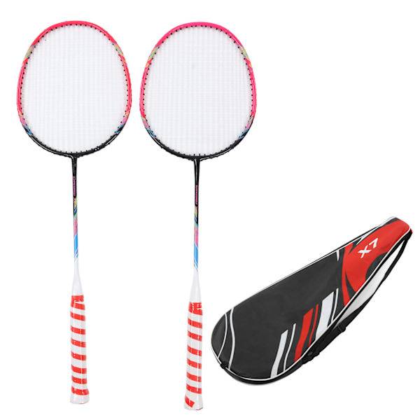 2 st badmintons racket rosa legering stor sweet spot en del design dubbel badmintons racket med förvaringsväska