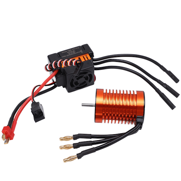 F540 4370KV RC børsteløs motor 60A ESC vanntett T-pluggkontakt motor ESC-sett for alle 1/10 børsteløse RC-biler