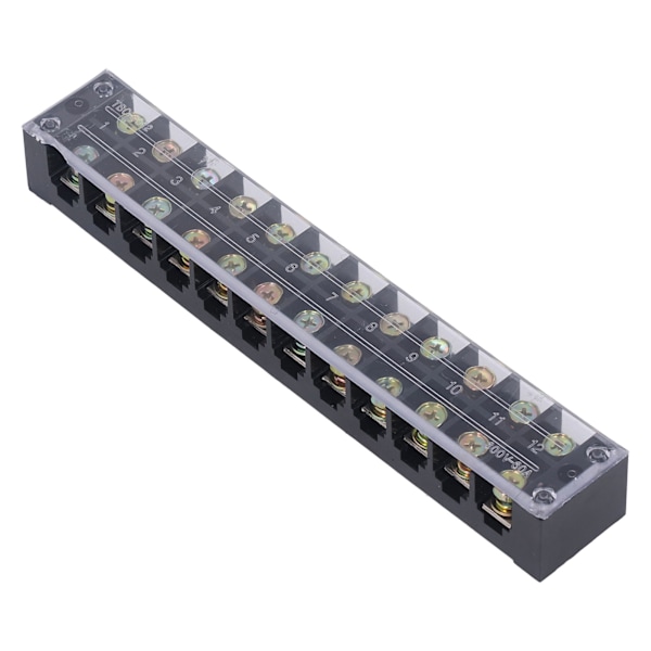 Kopplingslist Dubbla rader Högströmsskruvplint med cover för power 60A 600V 12 positioner (6012)